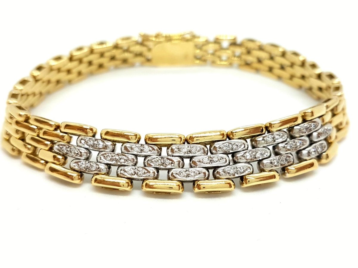 Bracelet Maille en 2 ors pavé diamants - Castafiore