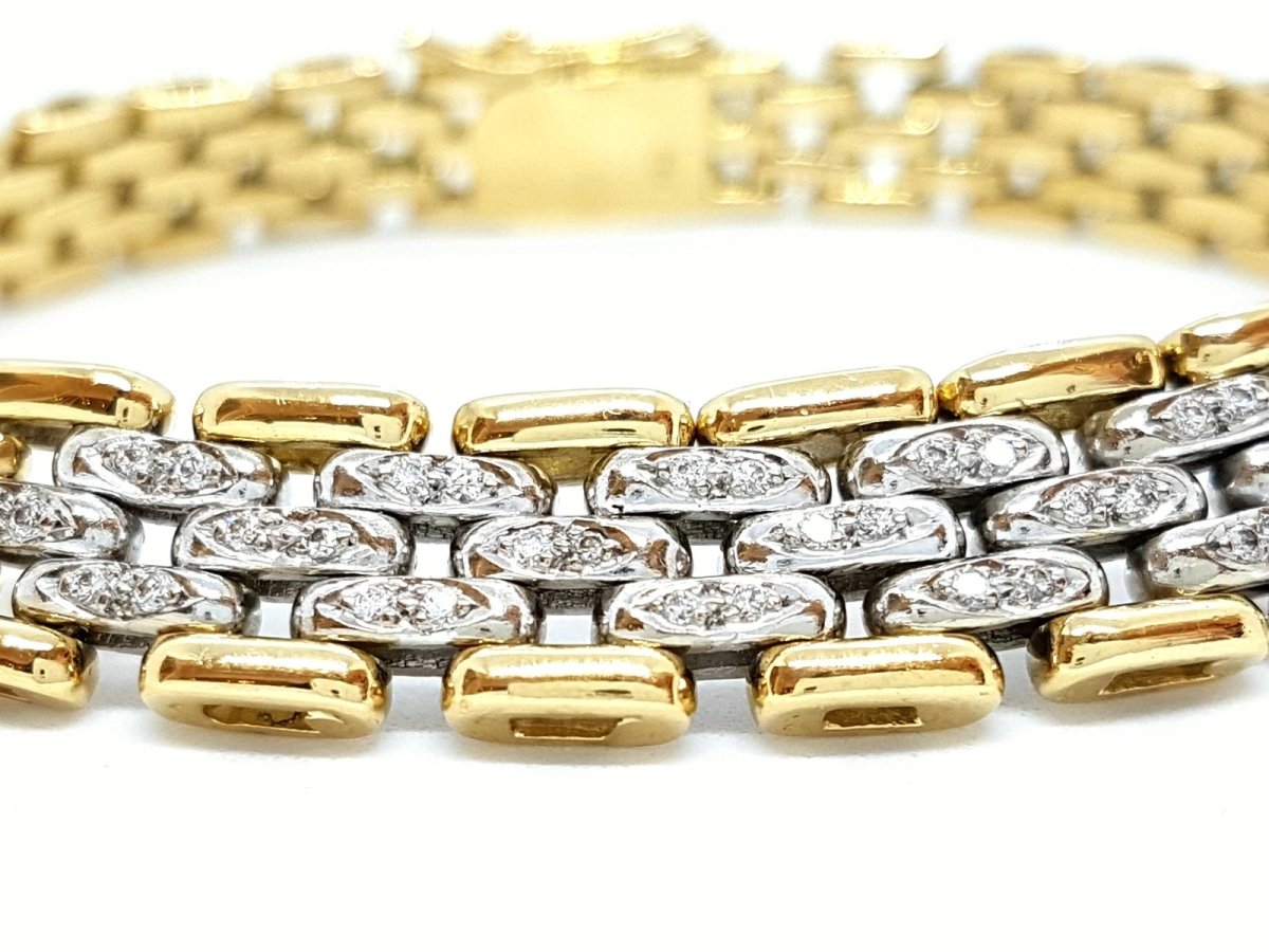 Bracelet Maille en 2 ors pavé diamants - Castafiore