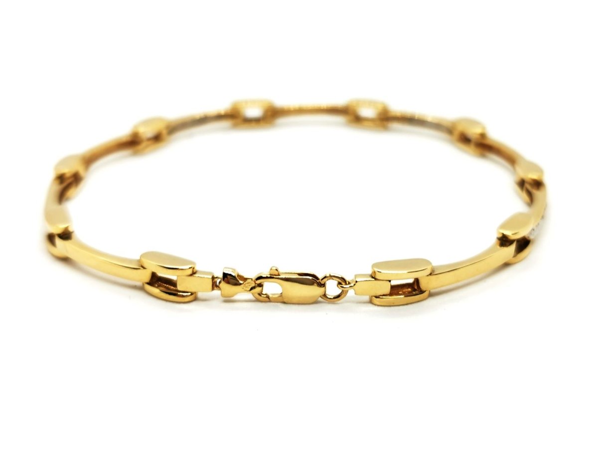 Bracelet Maille en or jaune et or blanc serti diamant - Castafiore