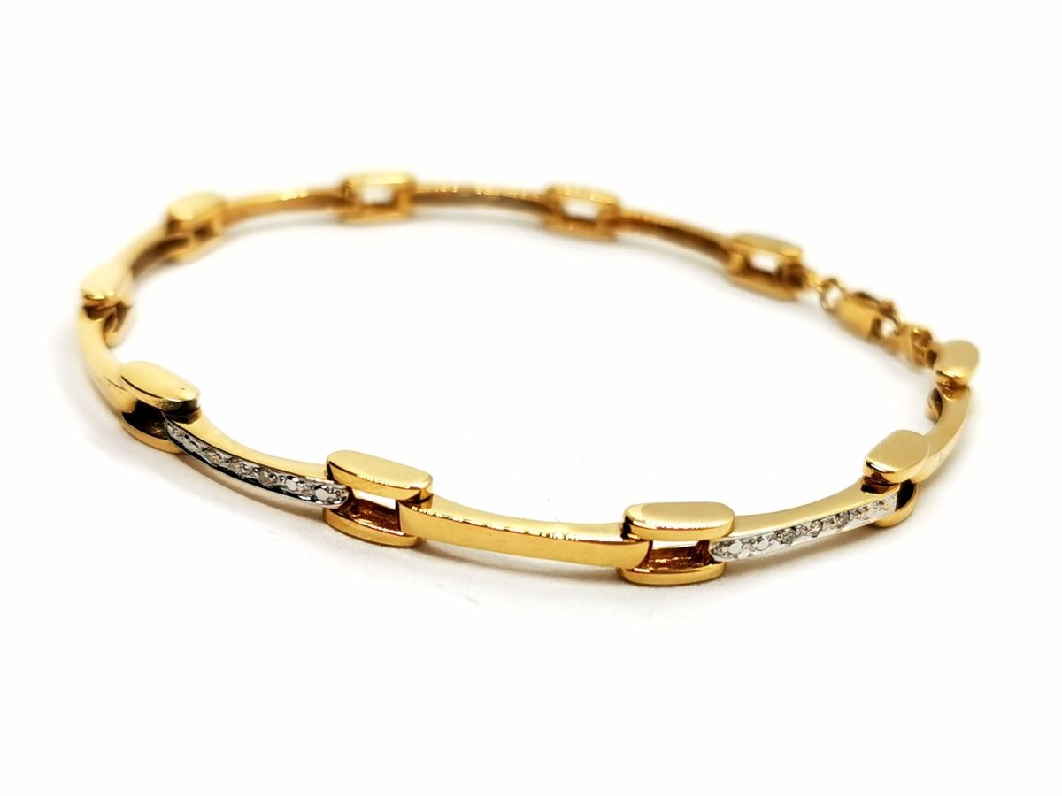 Bracelet Maille en or jaune et or blanc serti diamant - Castafiore