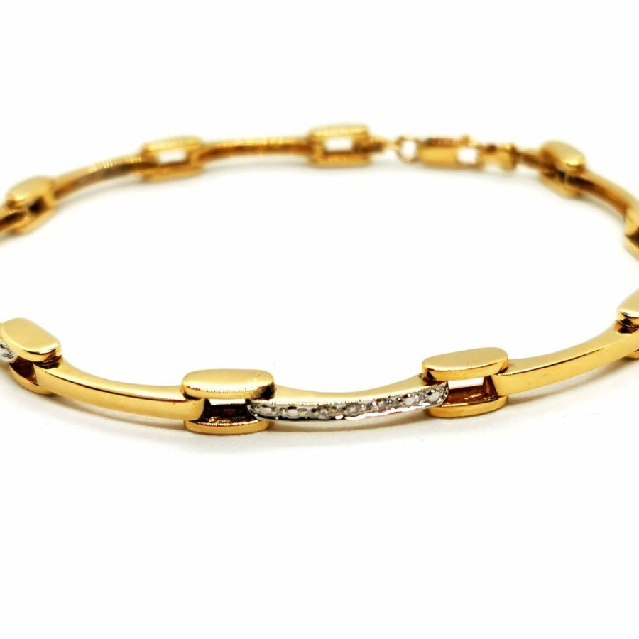 Bracelet Maille en or jaune et or blanc serti diamant - Castafiore