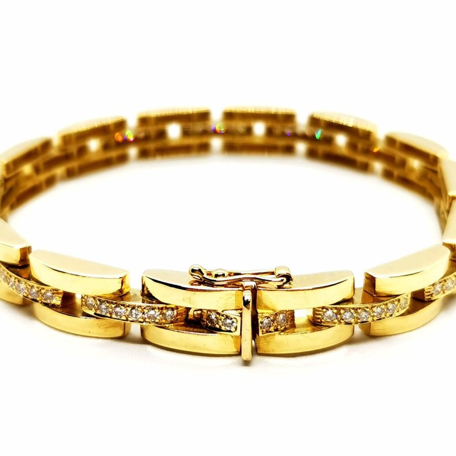 Bracelet Maille en or jaune pavé diamant - Castafiore