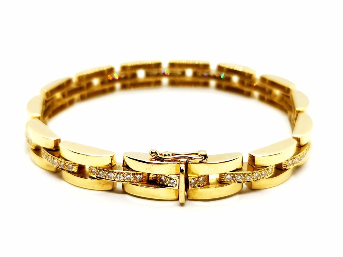 Bracelet Maille en or jaune pavé diamant - Castafiore