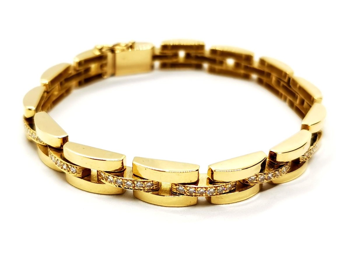 Bracelet Maille en or jaune pavé diamant - Castafiore