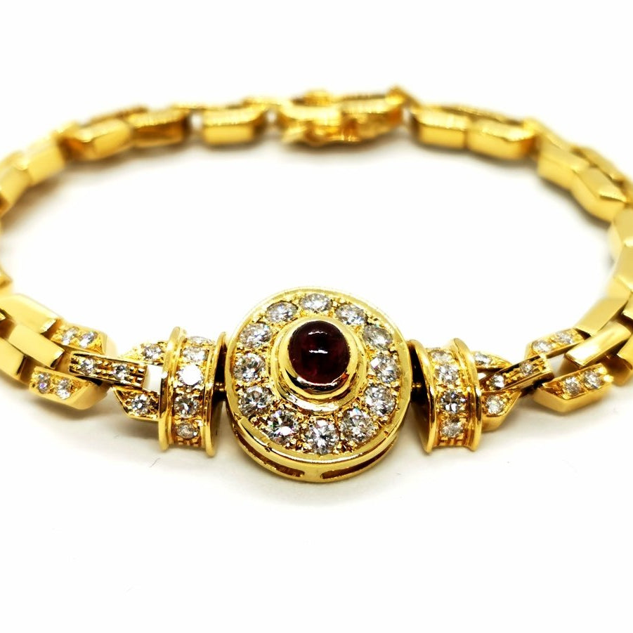 Bracelet Maille en or jaune, rubis et diamants - Castafiore