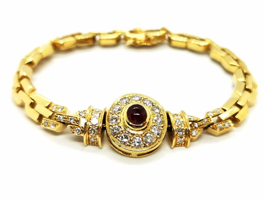 Bracelet Maille en or jaune, rubis et diamants - Castafiore