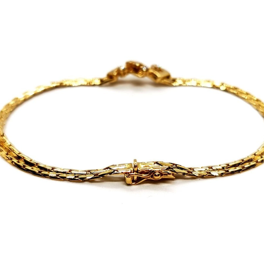 Bracelet Maille haricot en or jaune et en diamants - Castafiore
