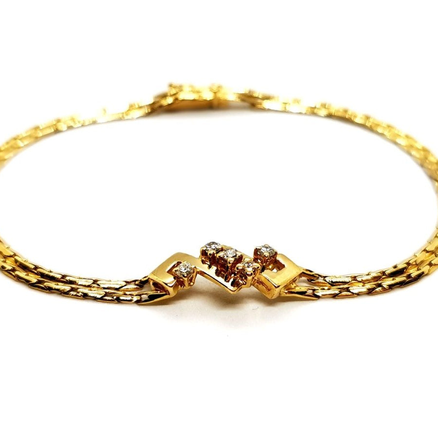 Bracelet Maille haricot en or jaune et en diamants - Castafiore