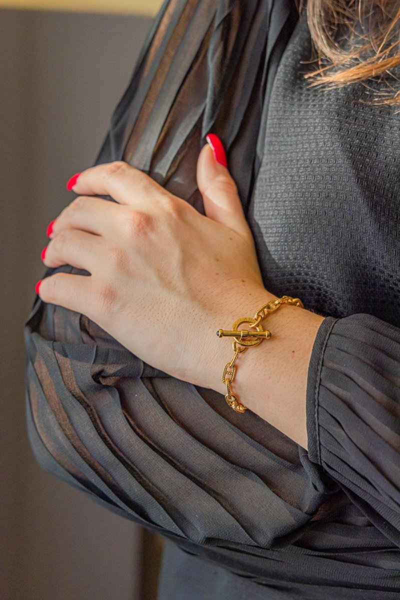 Bracelet Maille marine CAPLAIN SAINT ANDRÉ en or jaune et saphir - Castafiore