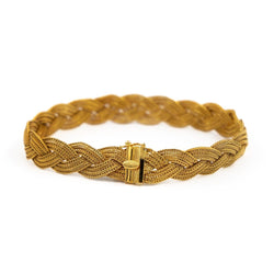 Bracelet Maille palmier tressée en or jaune - Castafiore