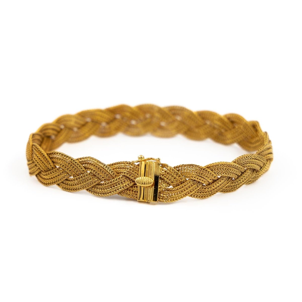 Bracelet Maille palmier tressée en or jaune - Castafiore