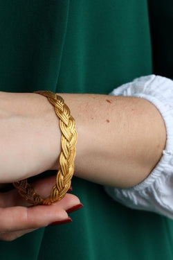 Bracelet Maille palmier tressée en or jaune - Castafiore