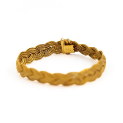 Bracelet Maille palmier tressée en or jaune - Castafiore