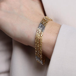 Bracelet Maille serpent en or jaune et or blanc - Castafiore
