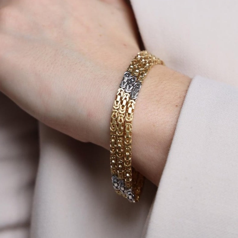 Bracelet Maille serpent en or jaune et or blanc - Castafiore