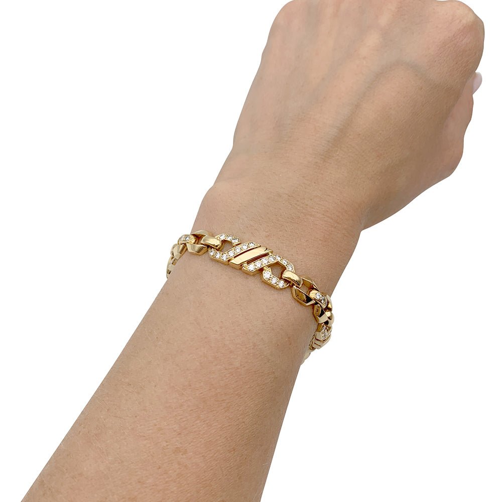Bracelet maillons en or jaune et diamants - Castafiore