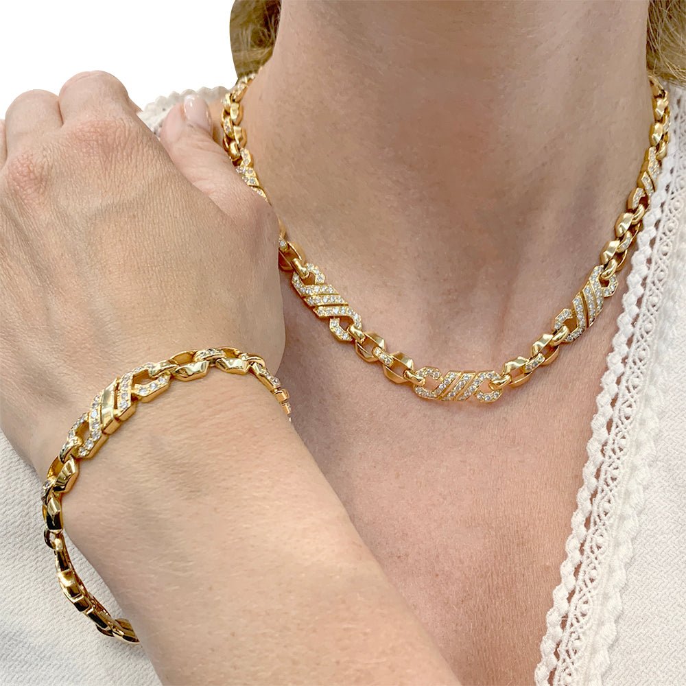 Bracelet maillons en or jaune et diamants - Castafiore