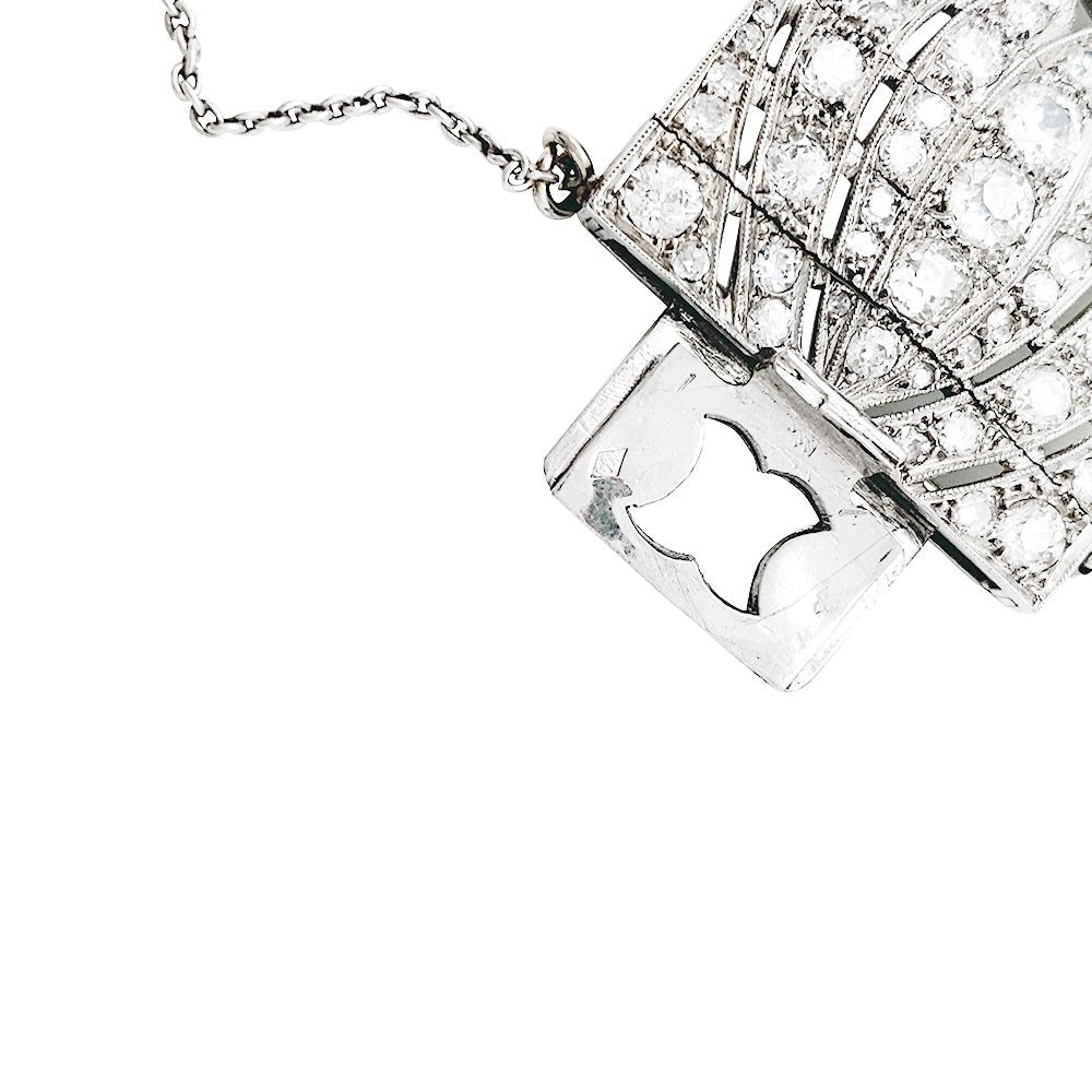 Bracelet Manchette Art Déco en platine et diamants - Castafiore