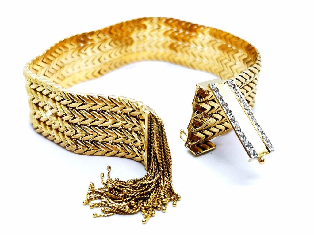Bracelet Manchette ceinture en 2 ors et diamant - Castafiore