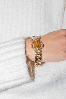 Bracelet Manchette ceinture en or jaune et iamant - Castafiore