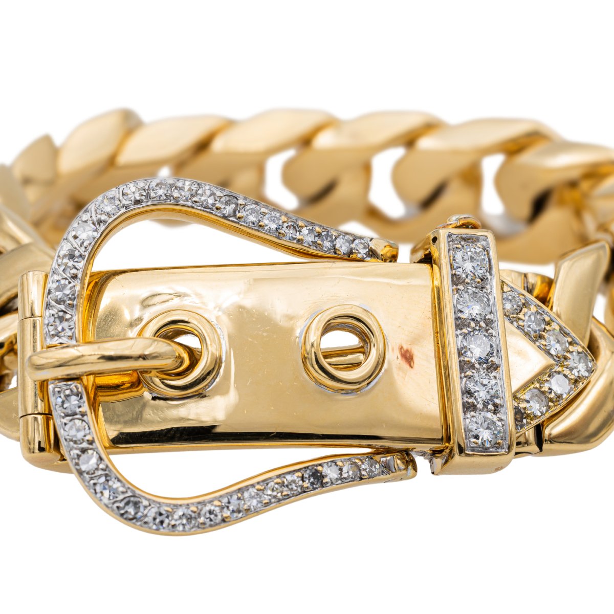 Bracelet Manchette ceinture en or jaune et iamant - Castafiore