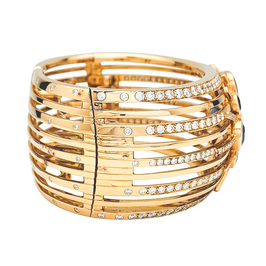 Bracelet Manchette CHANEL , "San Marco" or rose, diamants et spinelles - Castafiore