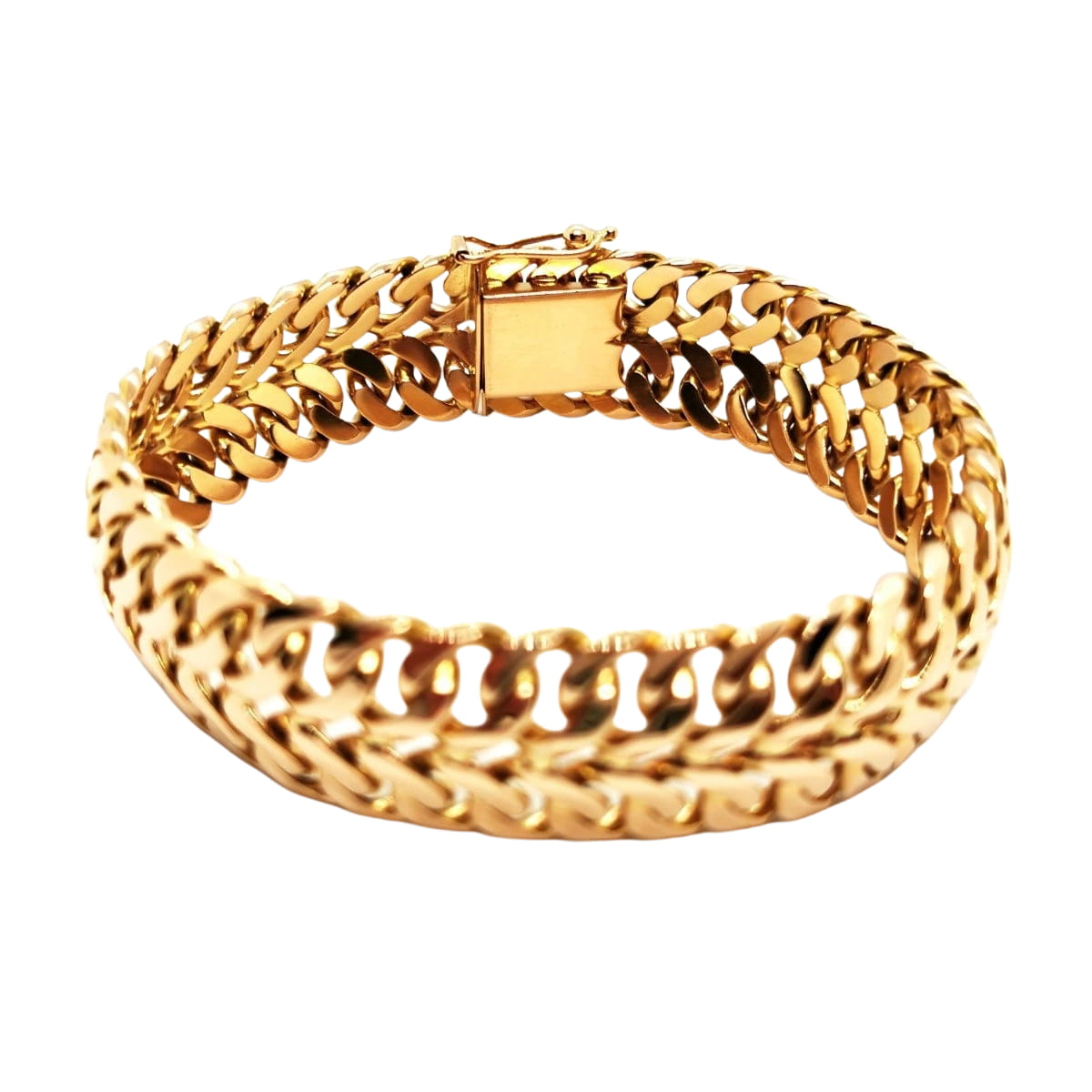 Bracelet Manchette double maille en or jaune - Castafiore