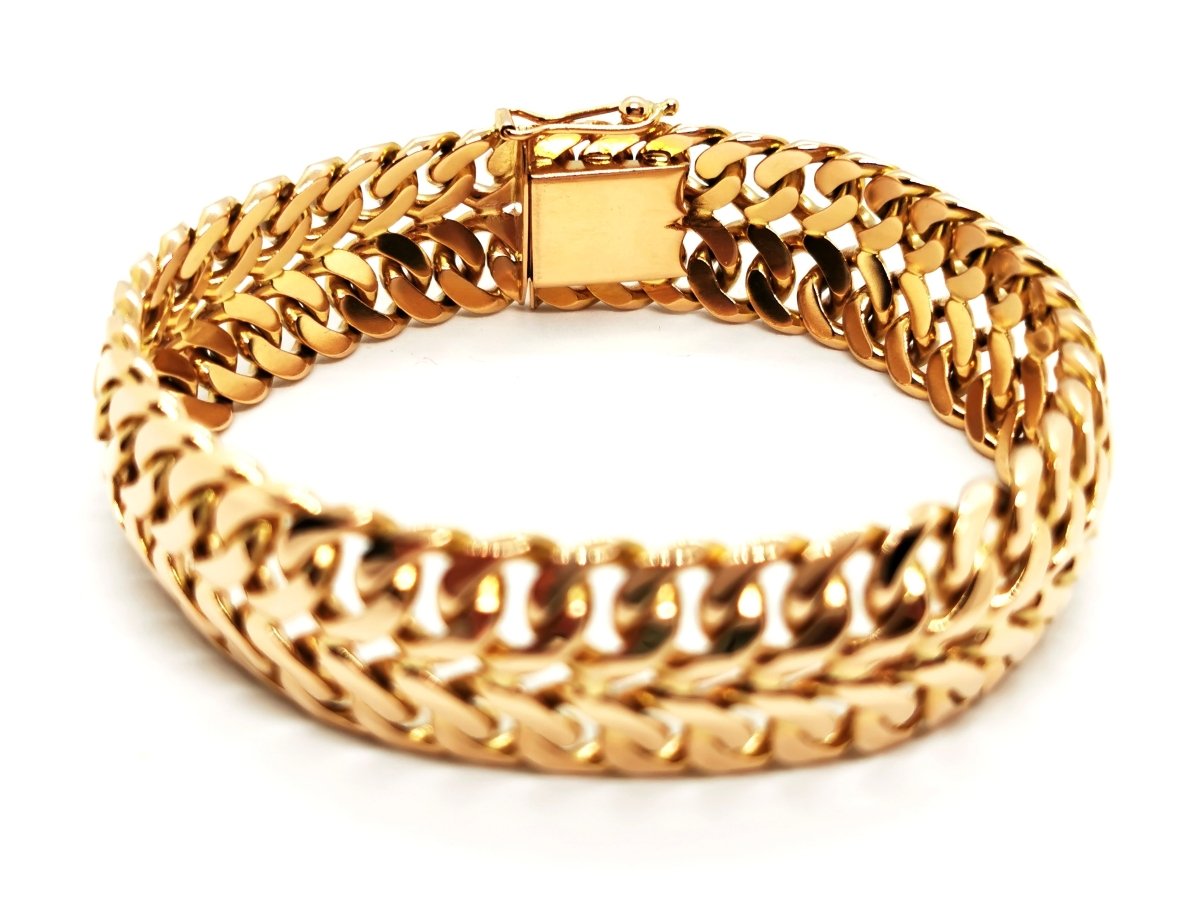 Bracelet Manchette double maille en or jaune - Castafiore