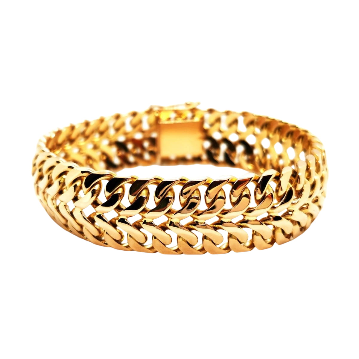 Bracelet Manchette double maille en or jaune - Castafiore