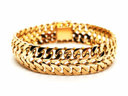 Bracelet Manchette double maille en or jaune - Castafiore