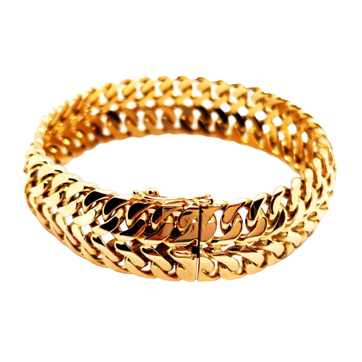 Bracelet Manchette double maille en or jaune - Castafiore