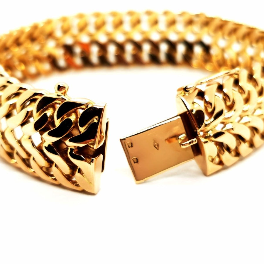 Bracelet Manchette double maille en or jaune - Castafiore
