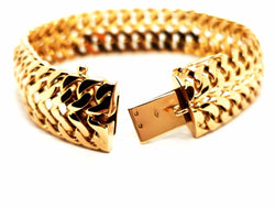 Bracelet Manchette double maille en or jaune - Castafiore