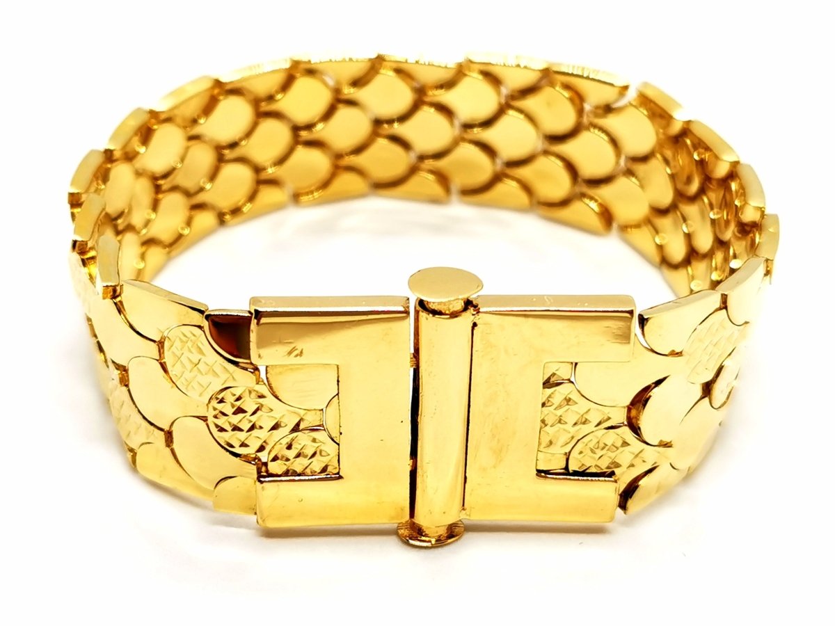 Bracelet Manchette écailles en or jaune - Castafiore