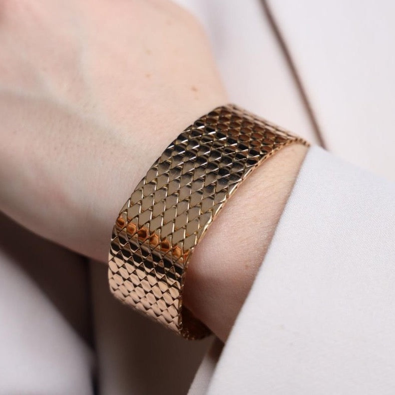 Bracelet Manchette écailles en or rose - Castafiore