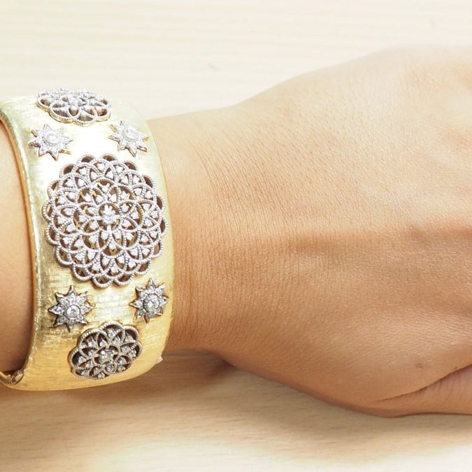 Bracelet Manchette en or bicolore et diamants - Castafiore