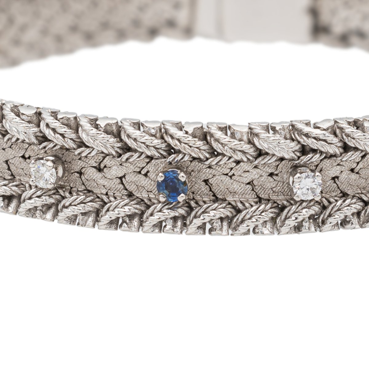 Bracelet Manchette en or blanc saphirs et diamants - Castafiore