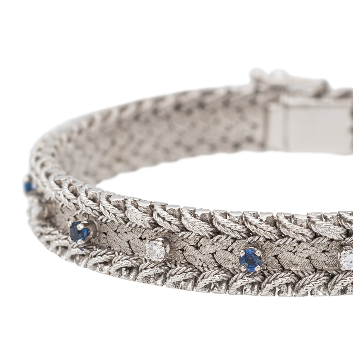 Bracelet Manchette en or blanc saphirs et diamants - Castafiore