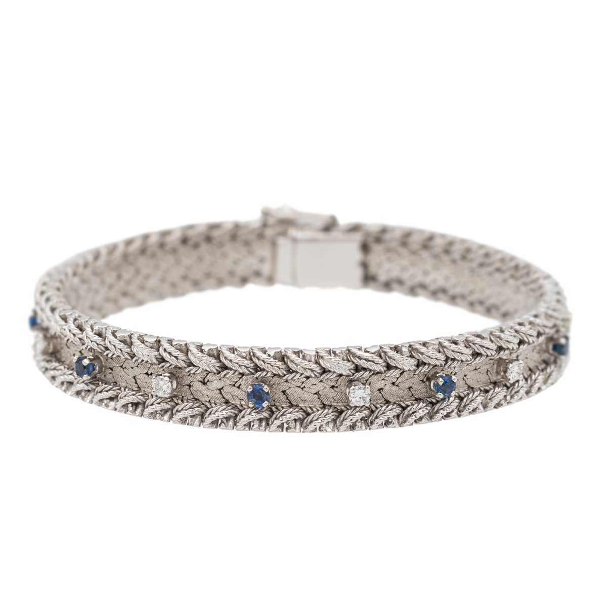 Bracelet Manchette en or blanc saphirs et diamants - Castafiore