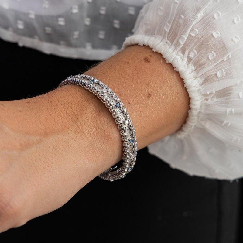Bracelet Manchette en or blanc saphirs et diamants - Castafiore