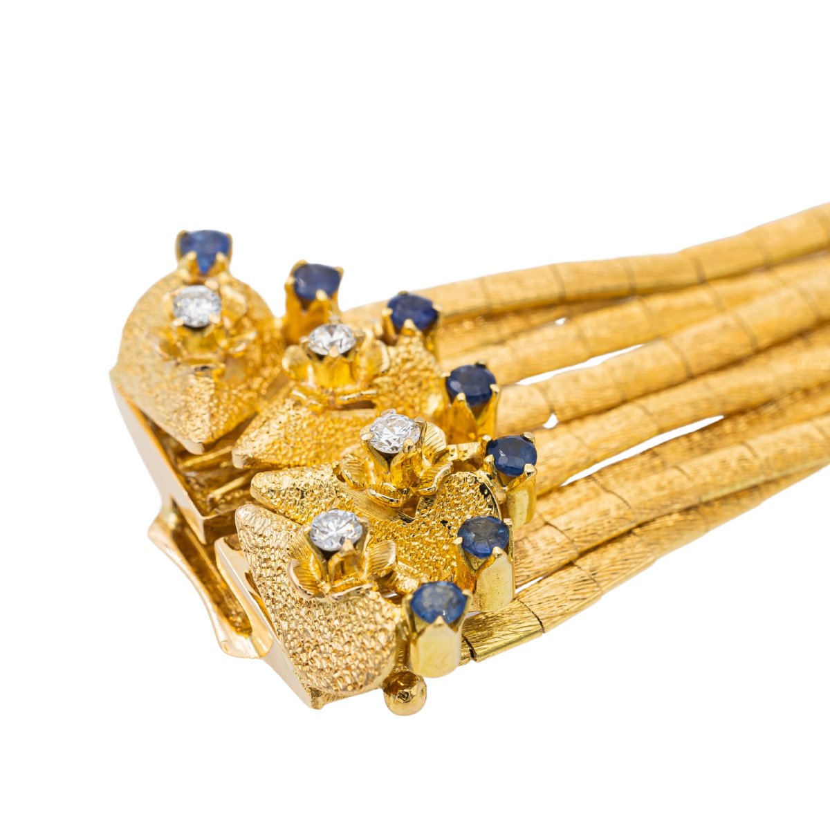 Bracelet Manchette en or jaune, saphirs et diamants - Castafiore