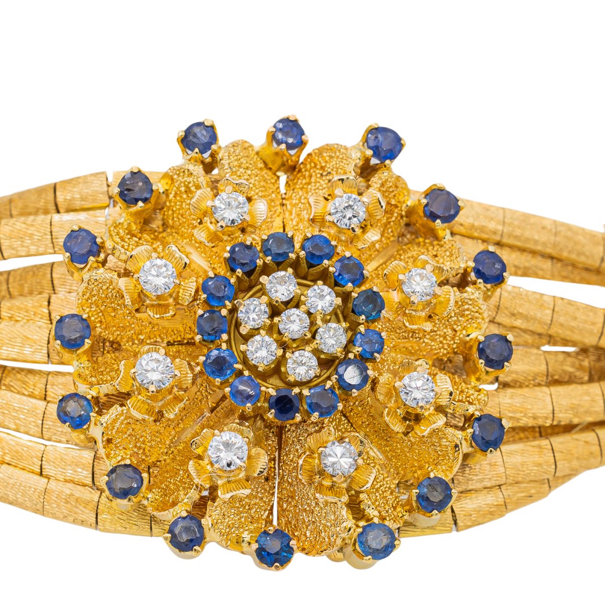 Bracelet Manchette en or jaune, saphirs et diamants - Castafiore