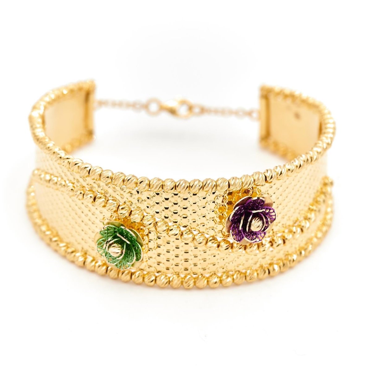 Bracelet Manchette filigrané en or jaune - Castafiore