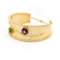 Bracelet Manchette filigrané en or jaune - Castafiore