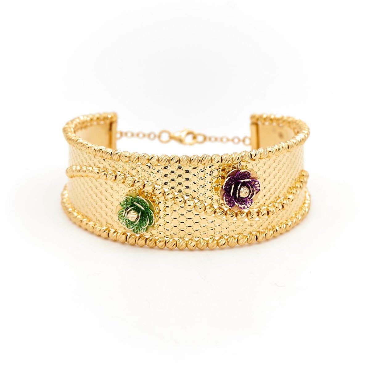 Bracelet Manchette filigrané en or jaune - Castafiore