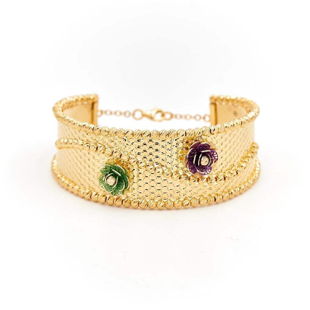 Bracelet Manchette filigrané en or jaune - Castafiore