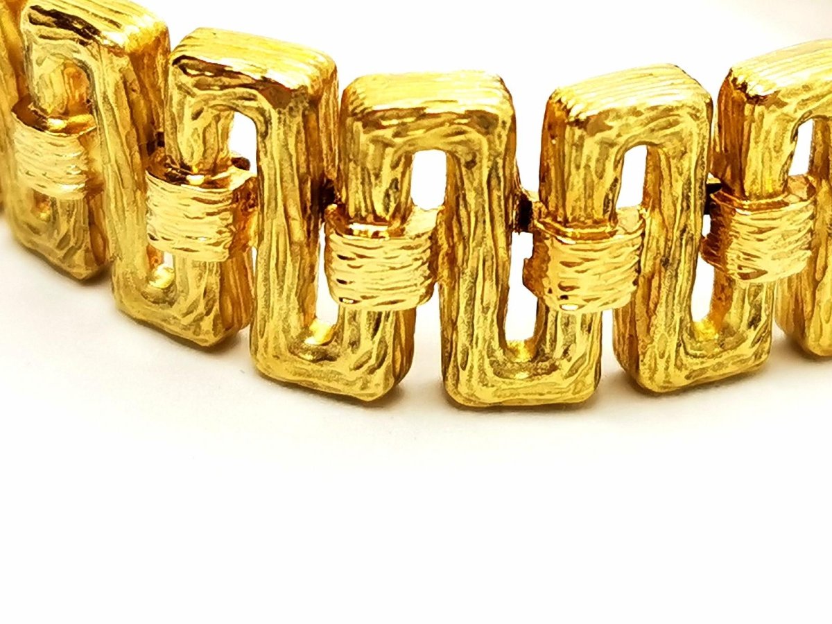 Bracelet Manchette frise grecque en or jaune - Castafiore