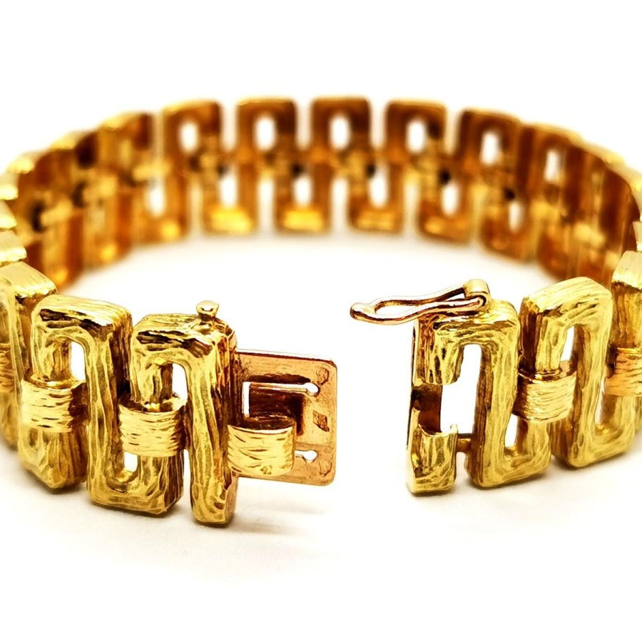 Bracelet Manchette frise grecque en or jaune - Castafiore