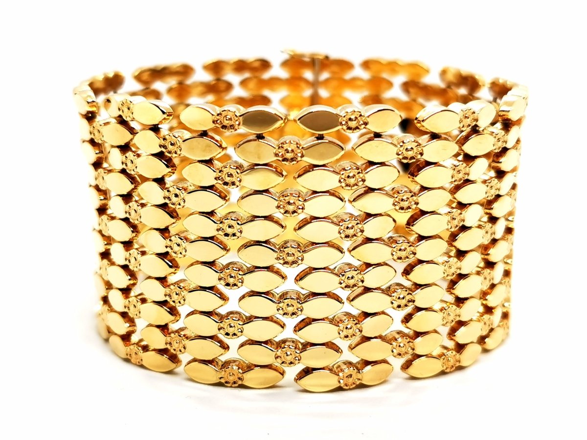 Bracelet Manchette maille en or jaune - Castafiore