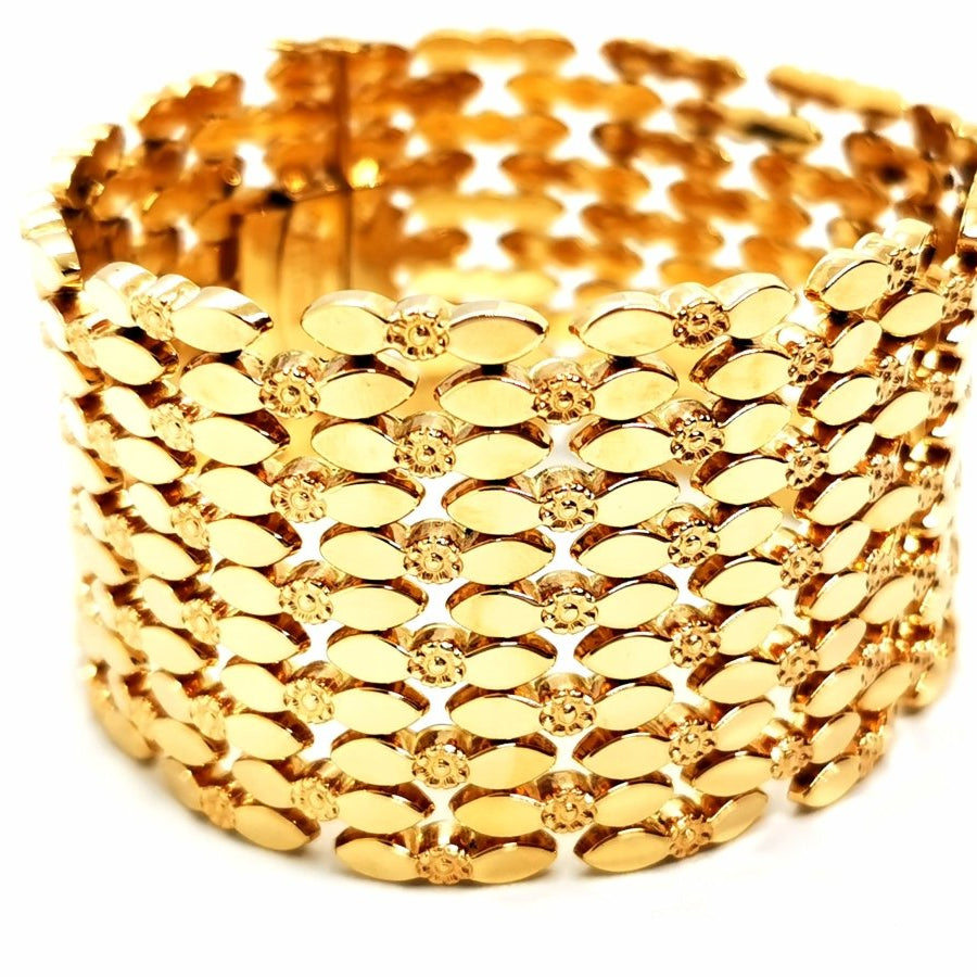 Bracelet Manchette maille en or jaune - Castafiore
